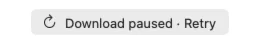 The download bar paused, with Retry.